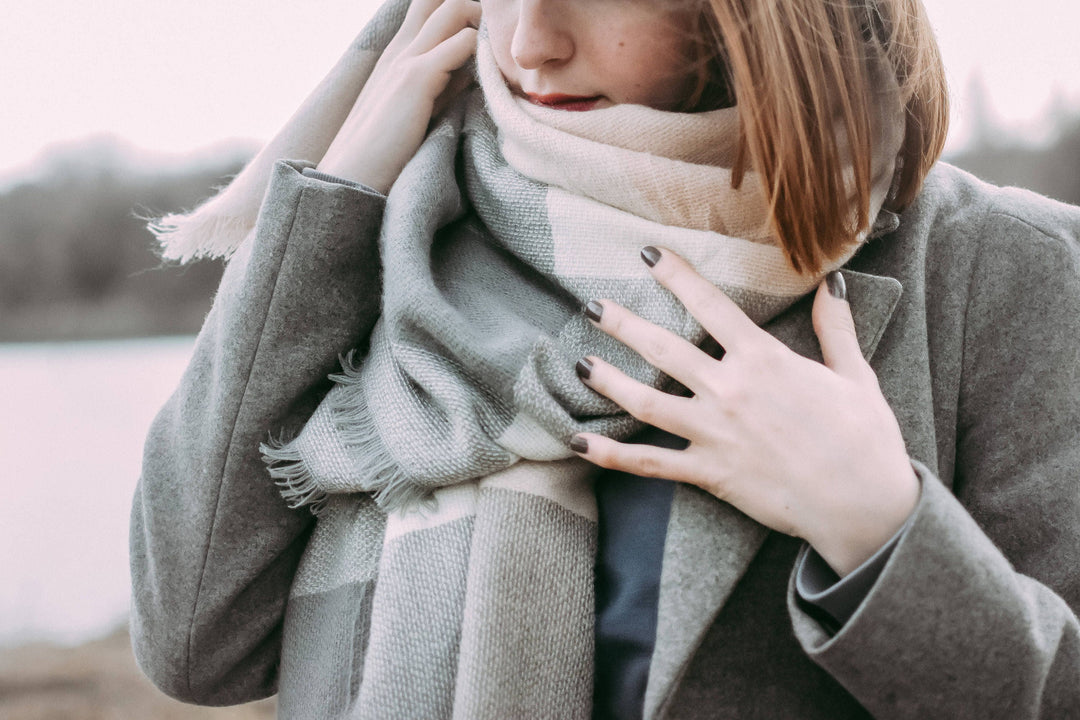 Light Gray & Light Peach Blanket Scarf,  Oversized Scarf, Personalized Gifts, Bridesmaid Favors, Bridesmaid Shawl, Monogrammed Blanket Shawl