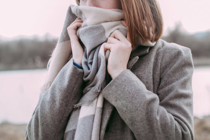 Light Gray & Light Peach Blanket Scarf,  Oversized Scarf, Personalized Gifts, Bridesmaid Favors, Bridesmaid Shawl, Monogrammed Blanket Shawl