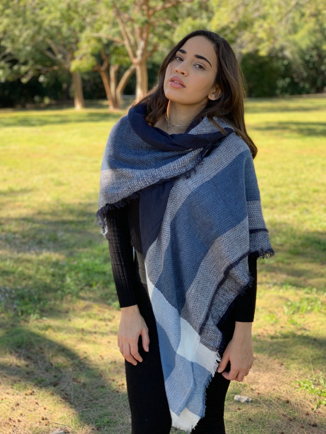 Navy Blue Blanket Scarf Bridesmaid Shawl Oversized Scarf Personalized Scarf Navy Shawl for Wedding Shawl Wraps Christmas Gift Mom Gift - In The Bag Design