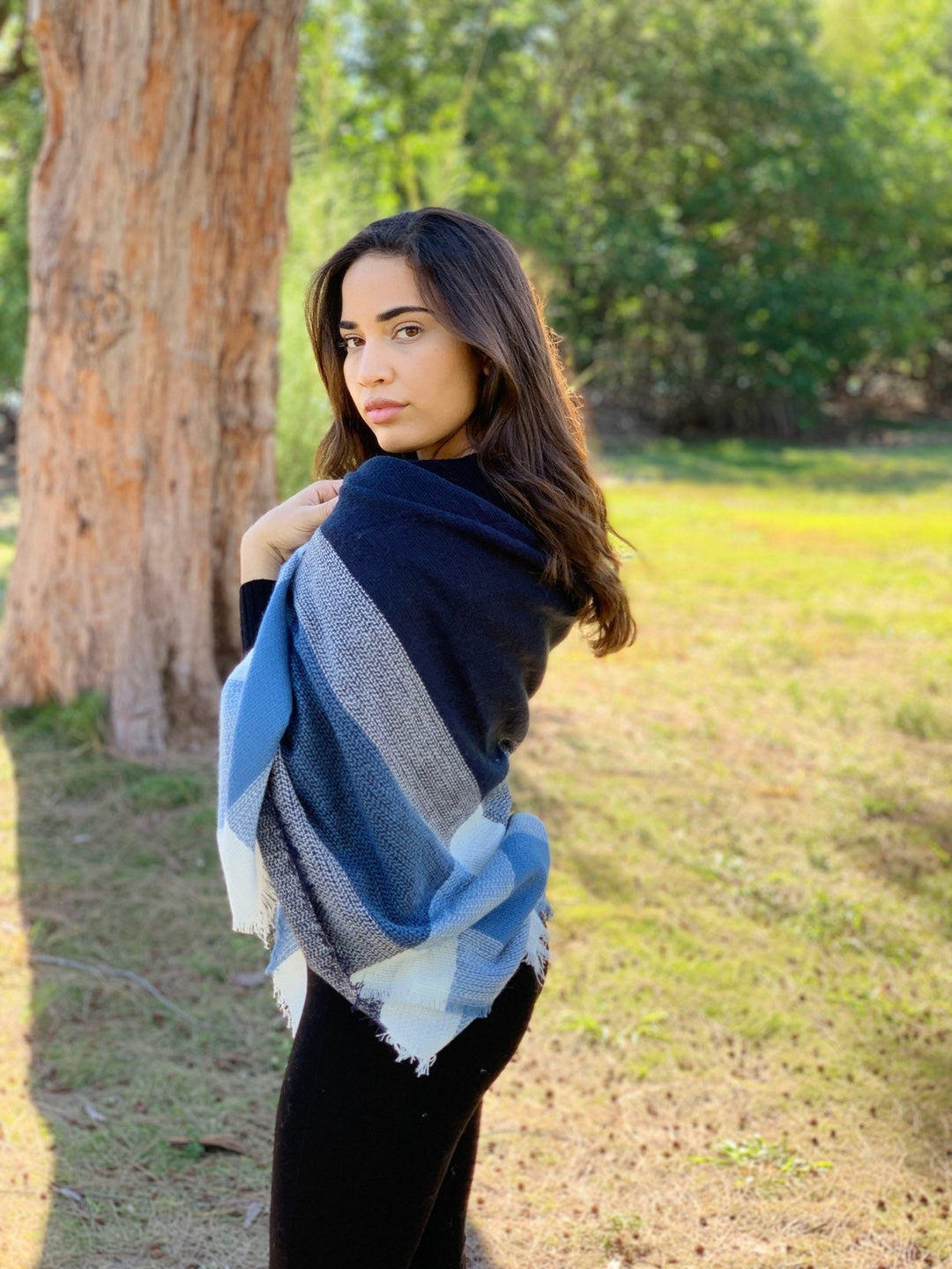 Navy Blue Blanket Scarf Bridesmaid Shawl Oversized Scarf Personalized Scarf Navy Shawl for Wedding Shawl Wraps Christmas Gift Mom Gift - In The Bag Design