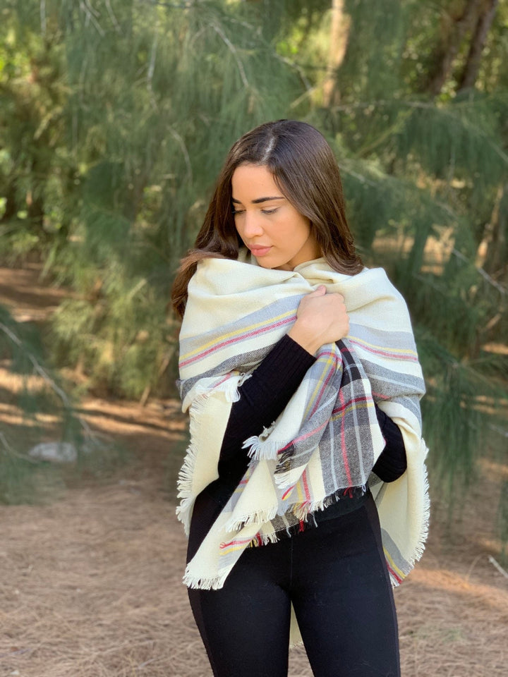 Ivory Blanket Scarf, Tartan Plaid Scarf, Tartan Scarf, Oversized Scarf, Oversized Blanket Scarf, Monogrammed Blanket Shawl, Bridesmaid Shawl