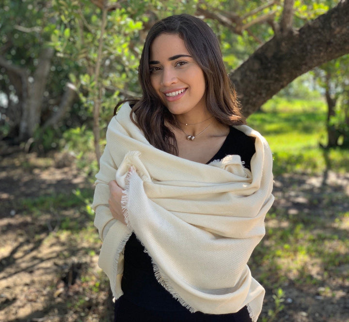 Ivory Blanket Scarf Personalized Wedding Blanket Favors Winter Scarf Oversized Scarf Bridesmaid Shawl Monogram Personalized Scarf Mom Gift - In The Bag Design