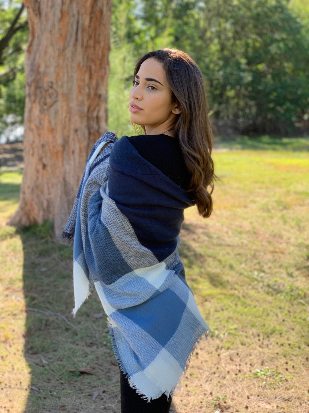 Navy Blue Blanket Scarf Bridesmaid Shawl Oversized Scarf Personalized Scarf Navy Shawl for Wedding Shawl Wraps Christmas Gift Mom Gift - In The Bag Design