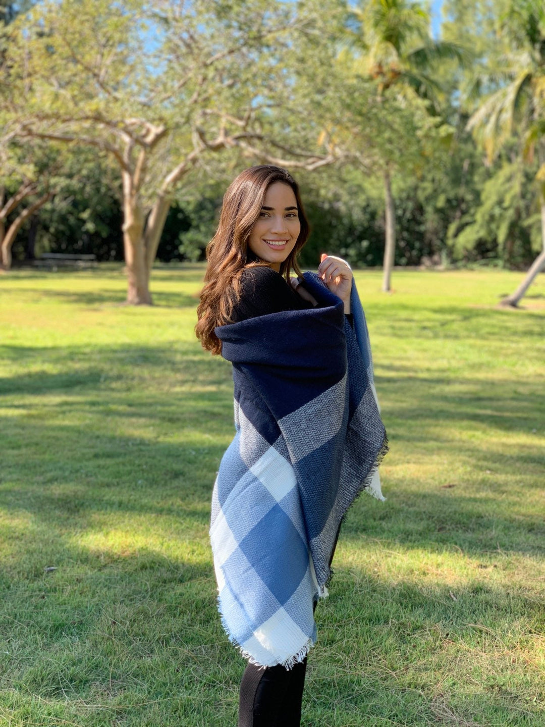 Navy Blue Blanket Scarf Bridesmaid Shawl Oversized Scarf Personalized Scarf Navy Shawl for Wedding Shawl Wraps Christmas Gift Mom Gift - In The Bag Design