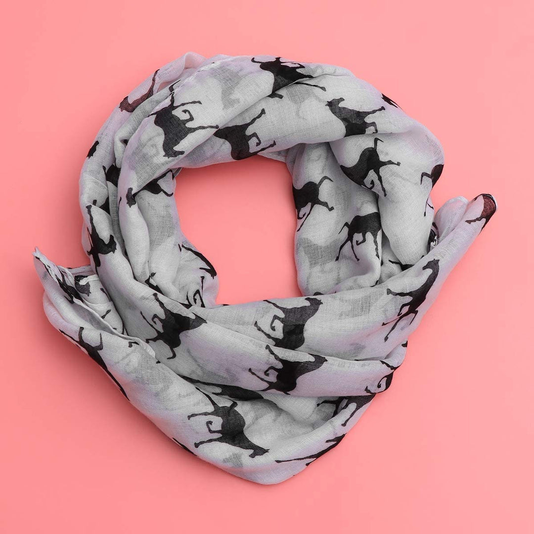 White Scarf Horse Print Scarf Personalized Gifts For Women Scarves Infinity Scarves Loop Shawl Wrap Large Scarf Cover Up Sarong - In The Bag Design