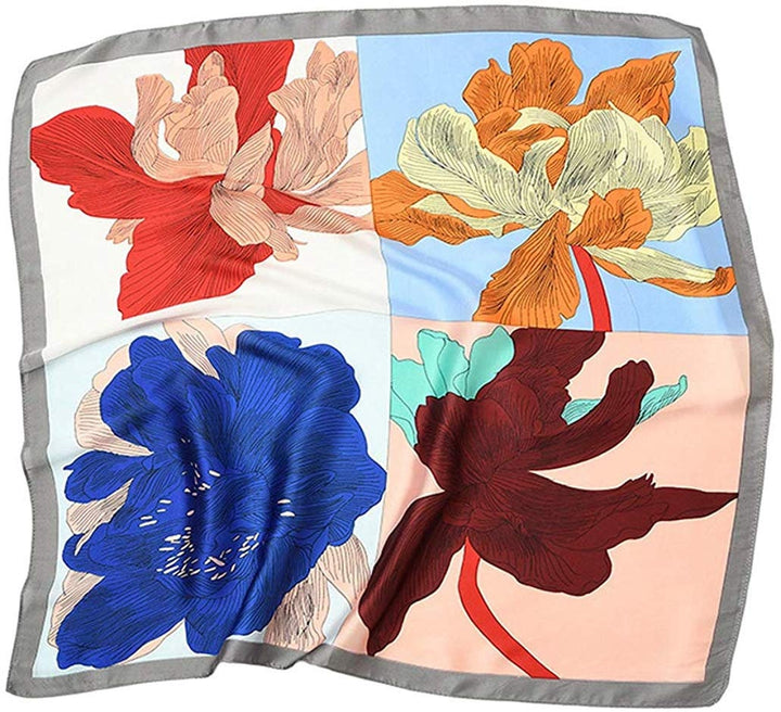 Floral Square Scarves Bandana Silk Head Neck Scarf Women Scarves Silky Ponytail Scarf Personalized Scarf Gift Mothers Day Gift for Her