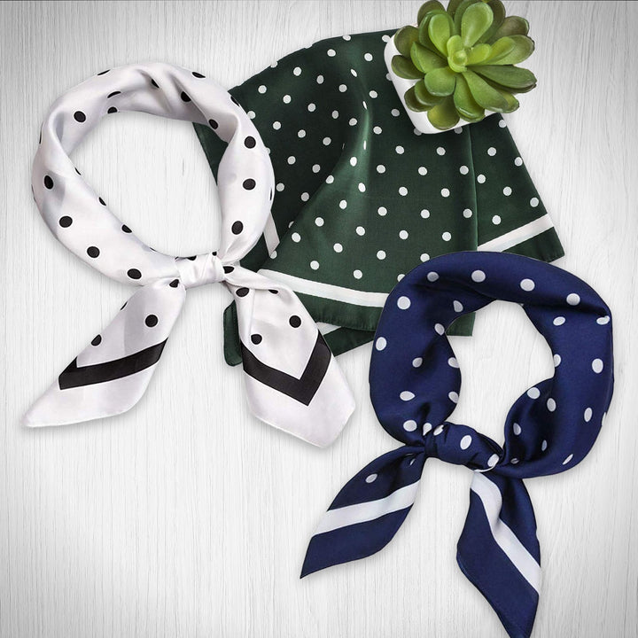 Polka Dot Silk Scarf Personalized Scarf Silk Head Neck Scarf Bandana Scarf Silky Hair Scarf Gifts for Her Square Silk Scarf Mothers Day Gift