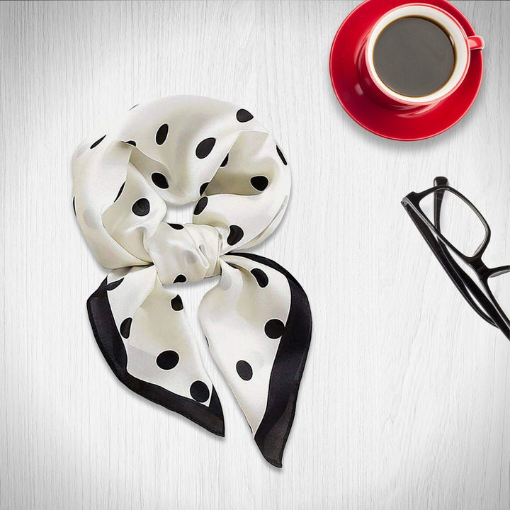 Polka Dot Square Scarves Silk Scarf Women Scarves Black and White Polka Dots Silk Scarf Silk Bandana Silk Hair Scarf Gift for Friend