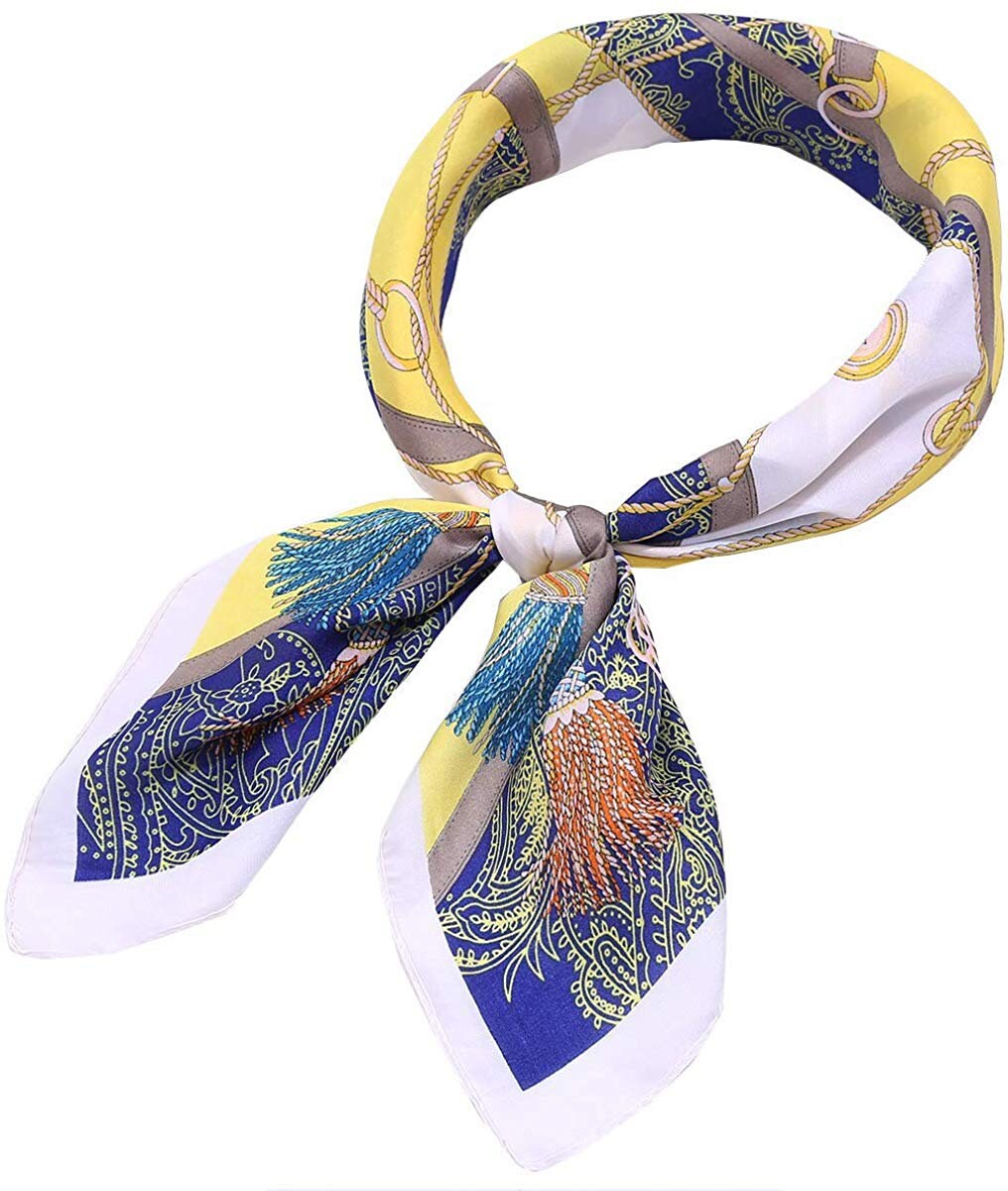 Yellow Silky Bandana Silky Square Scarves Silk Neck Scarf Silk Scarf Women Mothers Day Gift Silk Hair Scarf Personalized Scarf