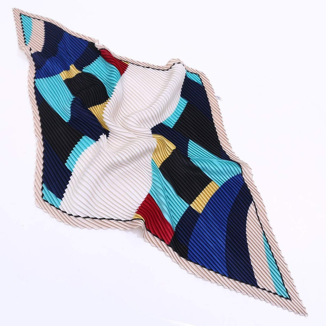 Pleated Scarves Blue Silk Bandana Silk Head Neck Scarf Women Scarves Handkerchief Scarf Pleated Scarf Silk Head Scarf for Women Gift for Her - In The Bag Design