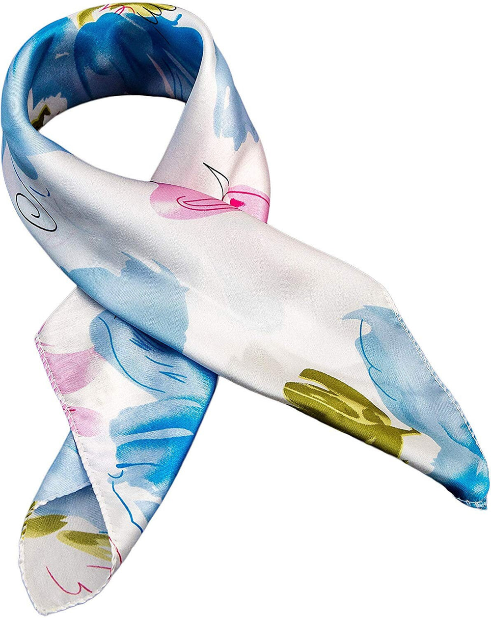 Floral Square Scarves Silk Bandana Silk Head Neck Scarf Women Scarves Handkerchief Scarf Hair Square Scarf Pink Silk Bandana Head Scarf - In The Bag Design