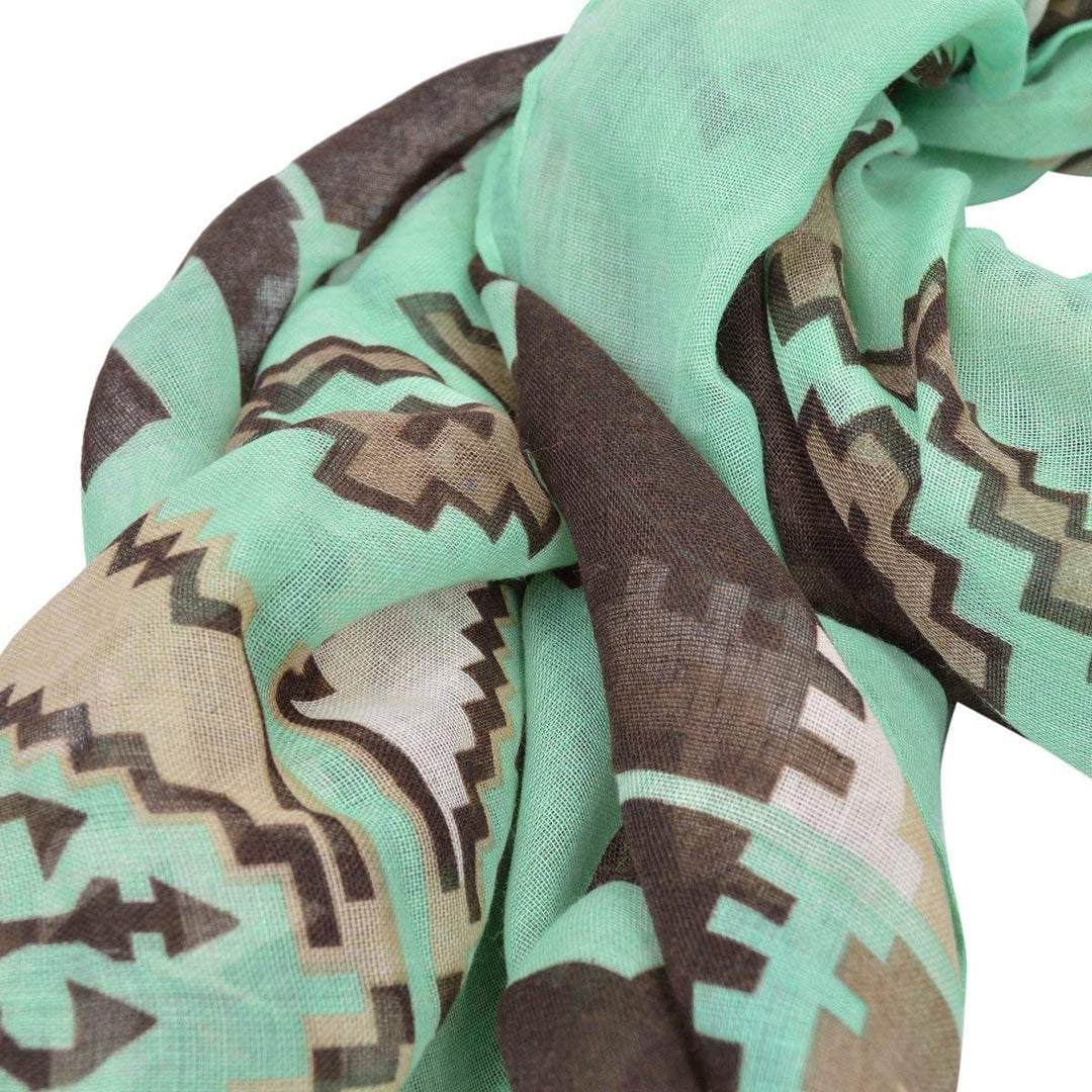 Mint Aztec Print Scarf Mint Brown Scarf Women Fashion Scarf Personalized Gifts For Women Shawl Wrap Large Scarf Cover Up Mothers Day Gift