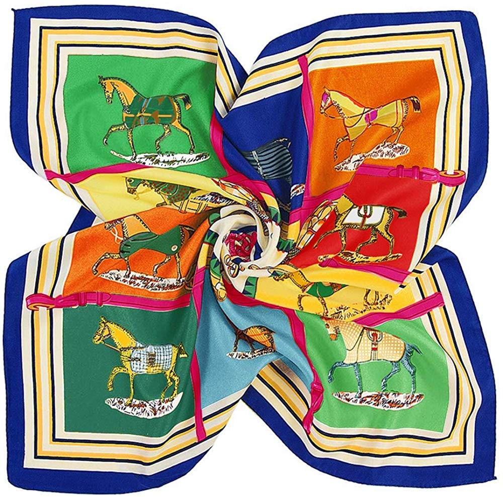 Horse Print Silk Bandana, Silky Ponytail Scarf, Silk Neck Scarf, Hair Bun Scarf, Neckerchief Women, Personalized Gifts, Scarf Silk Bandana - In The Bag Design