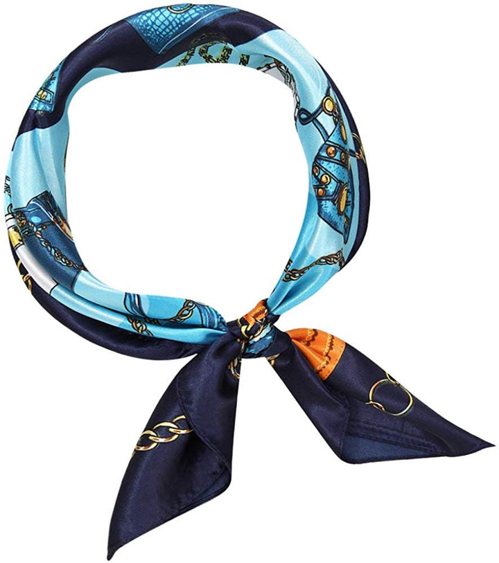 Blue Silk Bandana Silky Ponytail Scarf Silk Head Scarf Neckerchief Silk Scarf Hairstyles Personalized Gift Mom Gift for Her Mothers Day Gift - In The Bag Design