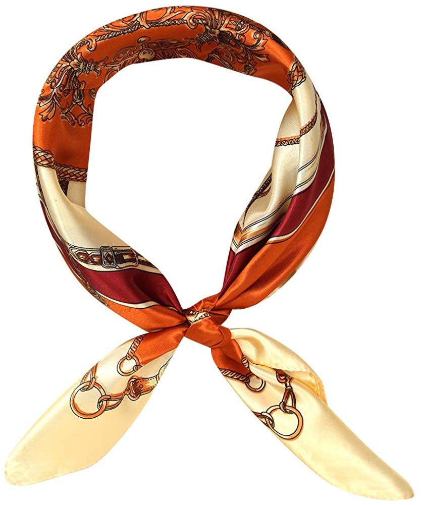 Silk Scarf Orange Neckerchief Silk Head Scarf Ponytail Scarf Women Scarves Mothers Day Gift Personalized Gift for Her Mom Gift Orange