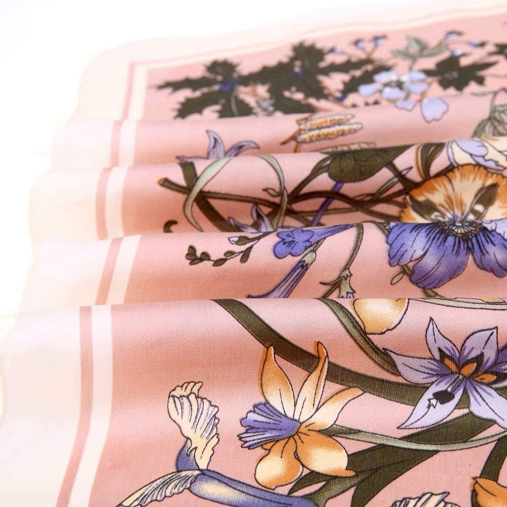 Floral Square Scarves Silk Neck Scarf Silk Scarf Women Mothers Day Gift Silk Hair Scarf Personalized Scarf Silk Hair Bandana