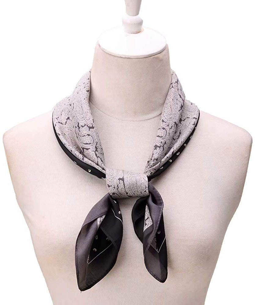 Black Silk Bandana Square Silk Scarf Women Head Scarf Neckerchief Silk Personalized Gifts for Her Black Silk Bandana Silk Handkerchief Hair - In The Bag Design