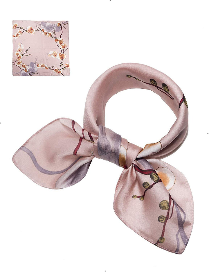 Floral Silk Bandana Silky Ponytail Scarf, Silk Head Neck Scarf, Hair Bun Scarf, Neckerchief Women, Personalized Gifts, Scarf Silk Bandana - In The Bag Design