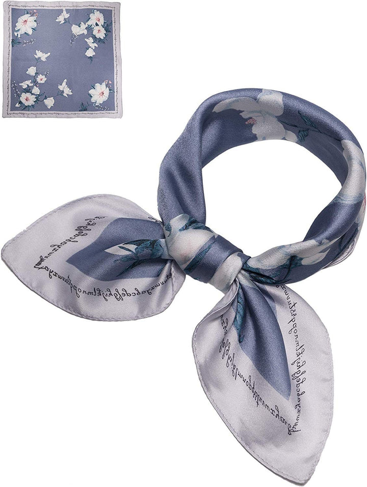 Dusty Blue Silk Bandana Silk Head Scarf Silky Ponytail Scarf Women Scarves Neckerchief Silk Personalized Gift for Her Mothers Day Gift - In The Bag Design