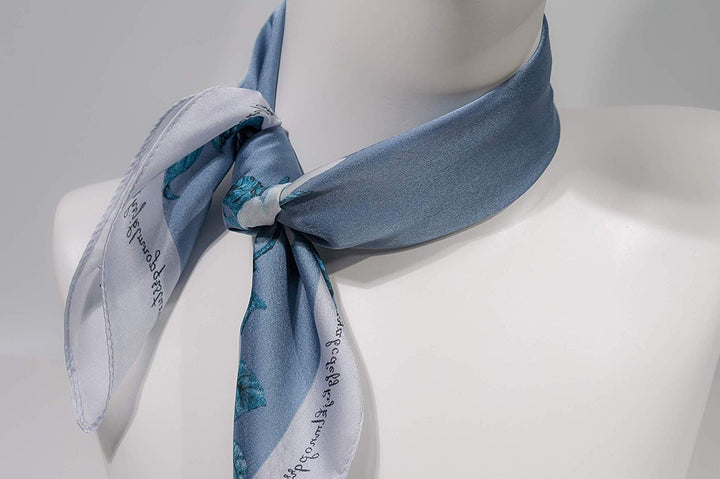 Dusty Blue Silk Bandana Silk Head Scarf Silky Ponytail Scarf Women Scarves Neckerchief Silk Personalized Gift for Her Mothers Day Gift - In The Bag Design