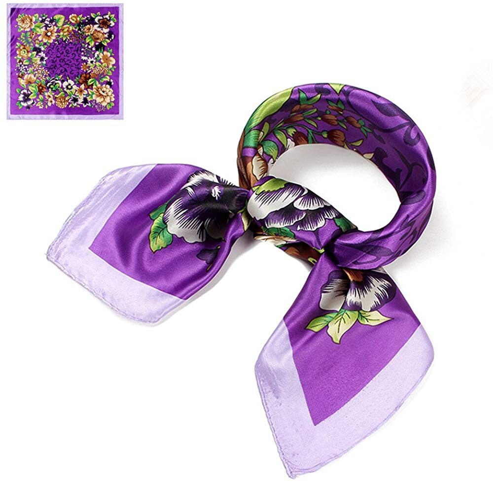 Floral Bandana Silk Wildflower / Silk Head Neck Scarf / Women Scarves / Monogram Neckerchief  Women / Personalized Scarf / Satin Hair Scarf