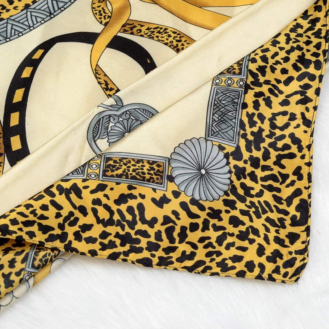 Gold Large Square Scarf Large Bandana Silk for Hair Head Scarf Women Scarves Leopard Silk Hair Scarf Personalized Gift Mothers Day Gift