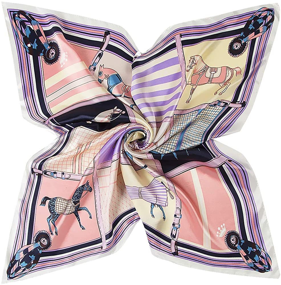 Purple Vintage Silk Scarf Blush Pink Silk Large Square Scarf Head Scarf Silk Scarf for Hair Silk Woman Silk Scarf Mothers Day Gift for Women