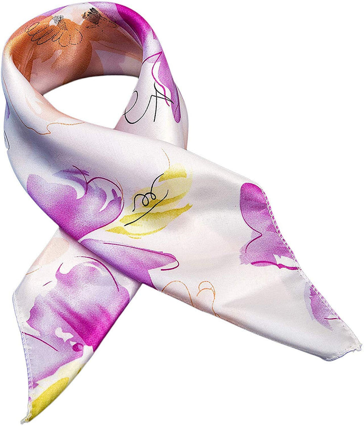 Floral Square Scarves Silk Bandana Silk Head Neck Scarf Women Scarves Handkerchief Scarf Hair Square Scarf Pink Silk Bandana Head Scarf - In The Bag Design