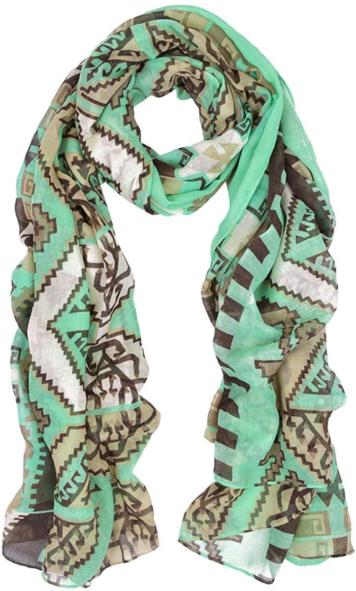 Mint Aztec Print Scarf Mint Brown Scarf Women Fashion Scarf Personalized Gifts For Women Shawl Wrap Large Scarf Cover Up Mothers Day Gift