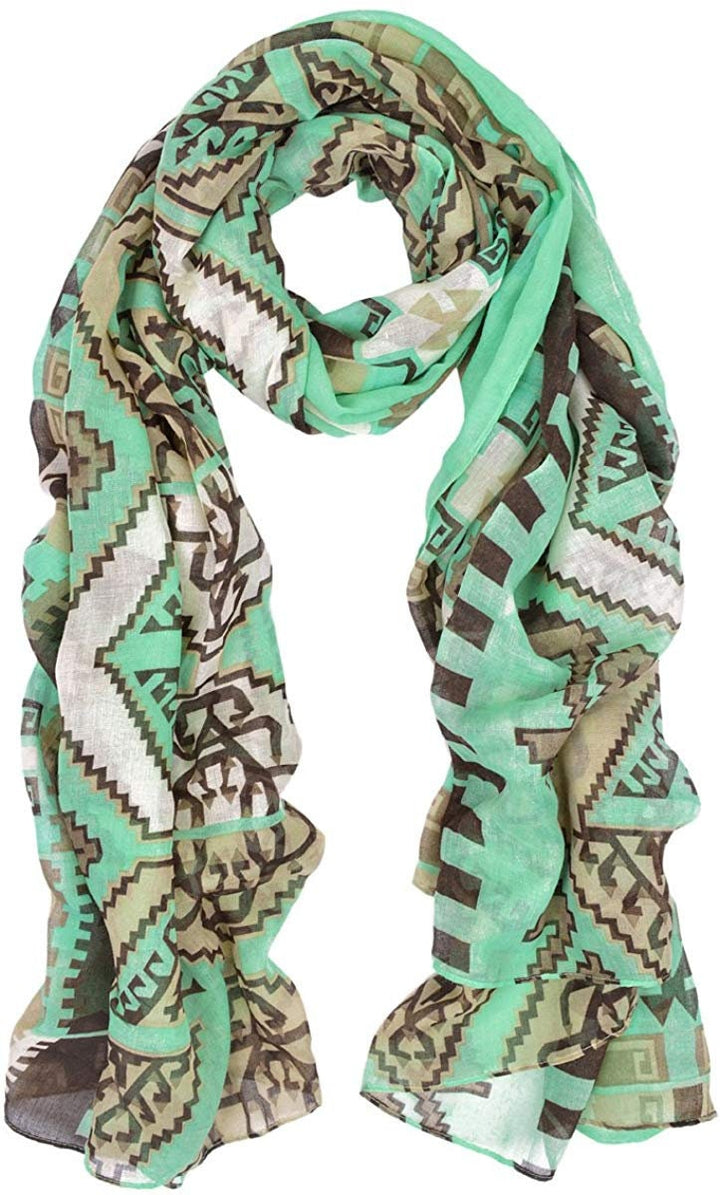 Mint Aztec Print Scarf Mint Brown Scarf Women Fashion Scarf Personalized Gifts For Women Shawl Wrap Large Scarf Cover Up Mothers Day Gift