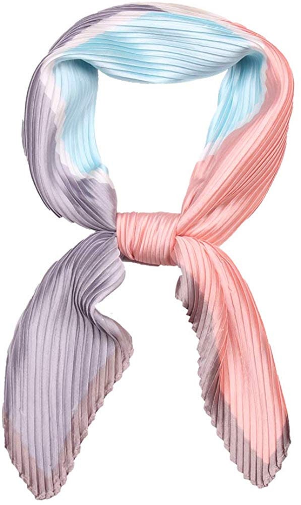 Pink Pleated Scarves / Silk Bandana Silk Head Scarf / Silk Head Neck Scarf / Women Scarves / Handkerchief Scarf / Womens Neckerchiefs - In The Bag Design