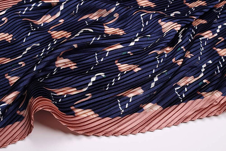 Pleated Scarves Bandana Silk Scarf Women Scarves Crinkle Scarf Flamingo Print Silk Bandana Neckerchief Pleated Hair Scarf Womens Neckerchief - In The Bag Design