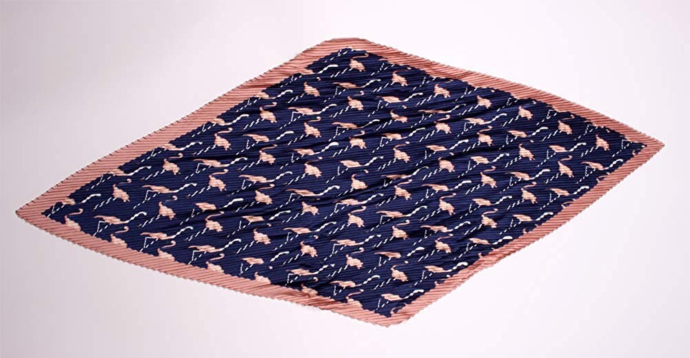 Pleated Scarves Bandana Silk Scarf Women Scarves Crinkle Scarf Flamingo Print Silk Bandana Neckerchief Pleated Hair Scarf Womens Neckerchief - In The Bag Design