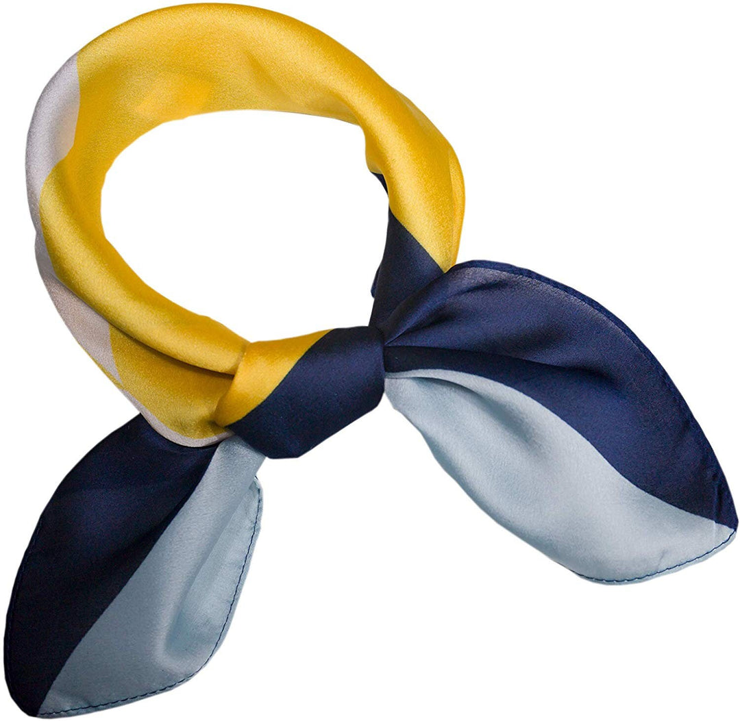 Yellow Navy Square Scarves Bandana Silk Neck Scarf Women Scarves Neckerchief Silk Mothers Day Gift for Women Birthday Gifts for Her