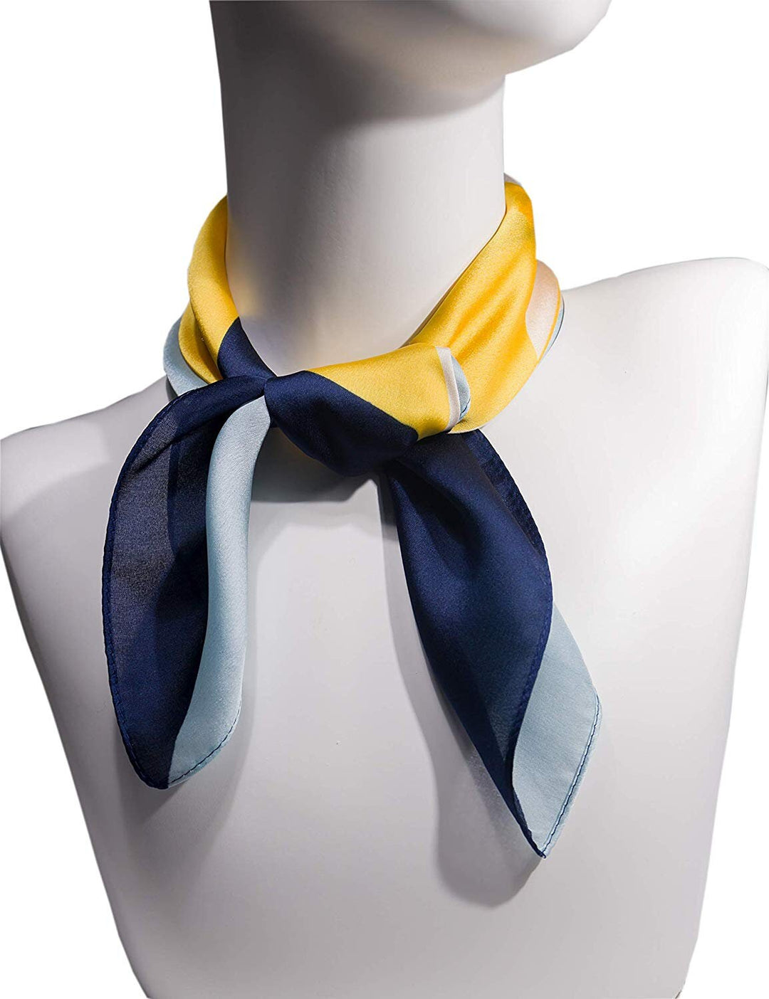 Yellow Navy Square Scarves Bandana Silk Neck Scarf Women Scarves Neckerchief Silk Mothers Day Gift for Women Birthday Gifts for Her