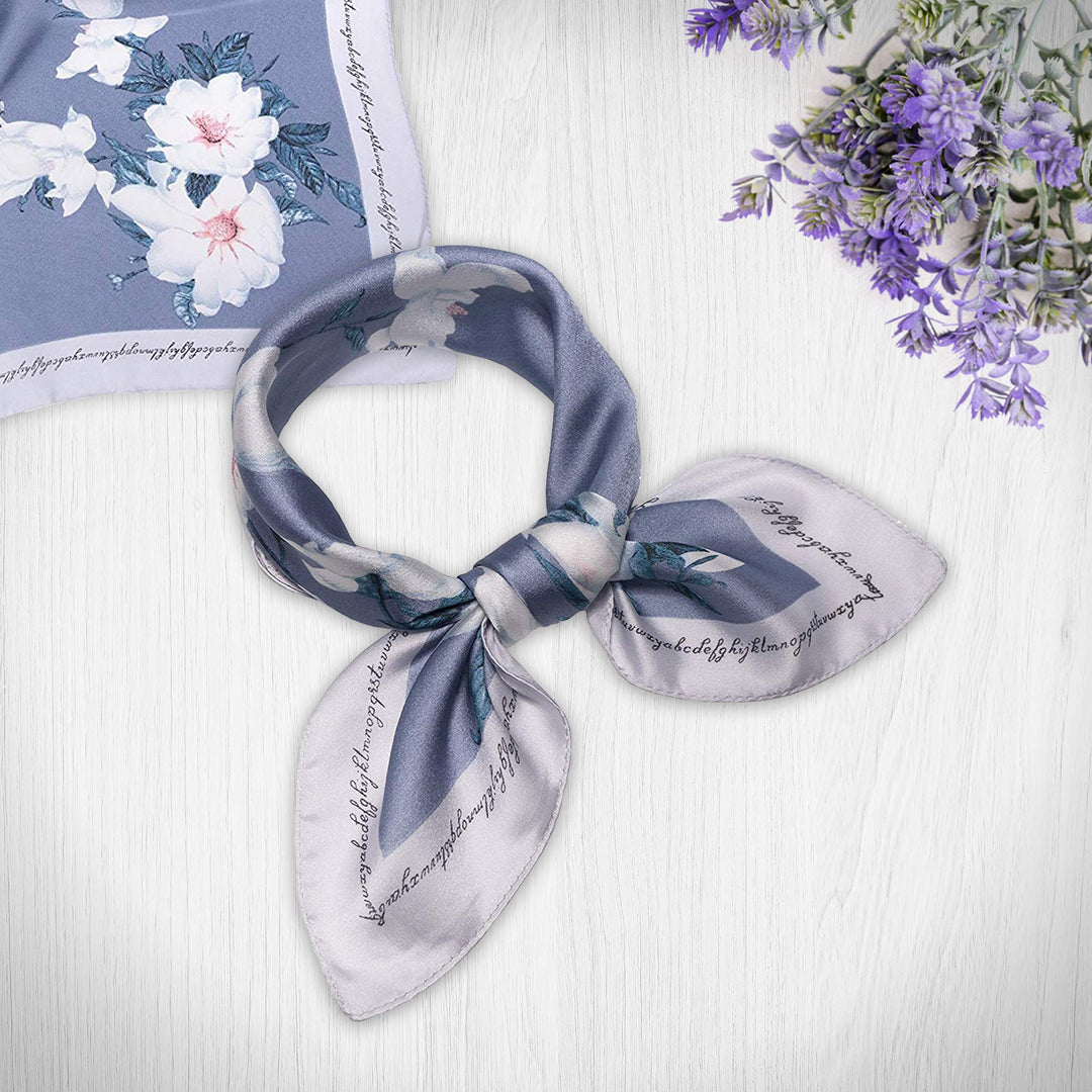 Dusty Blue Silk Bandana Silk Head Scarf Silky Ponytail Scarf Women Scarves Neckerchief Silk Personalized Gift for Her Mothers Day Gift - In The Bag Design