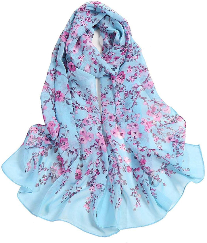 Floral Print Soft Scarf Women Scarves Infinity Scarf Loop Soft Chiffon Long Wrap Scarf Shawl Personalized Scarf Mothers Day Gift For Her - In The Bag Design