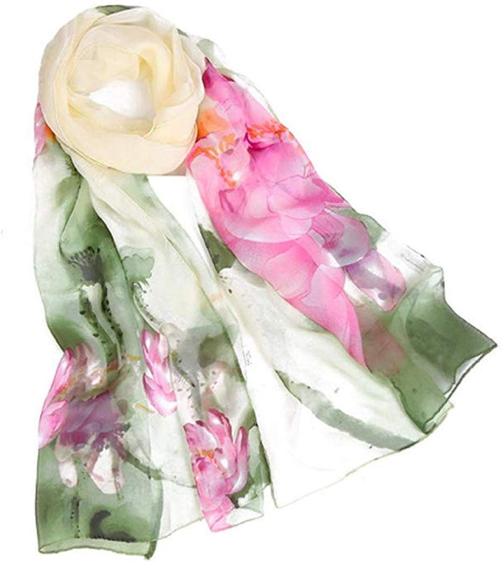 Summer Scarf Shawl, Floral Print Scarf, Women Scarves, Infinity Scarves Loop, Soft Chiffon Long Wrap Scarf, Personalized Scarf, Gift For Her