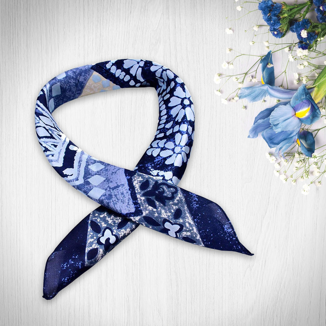 Elephant Silk Scarf Navy Neckerchief Silk Hair Scarf Silk Bandana Personalized Gifts Mothers Day Gift Birthday Gifts for Her Gift for Women