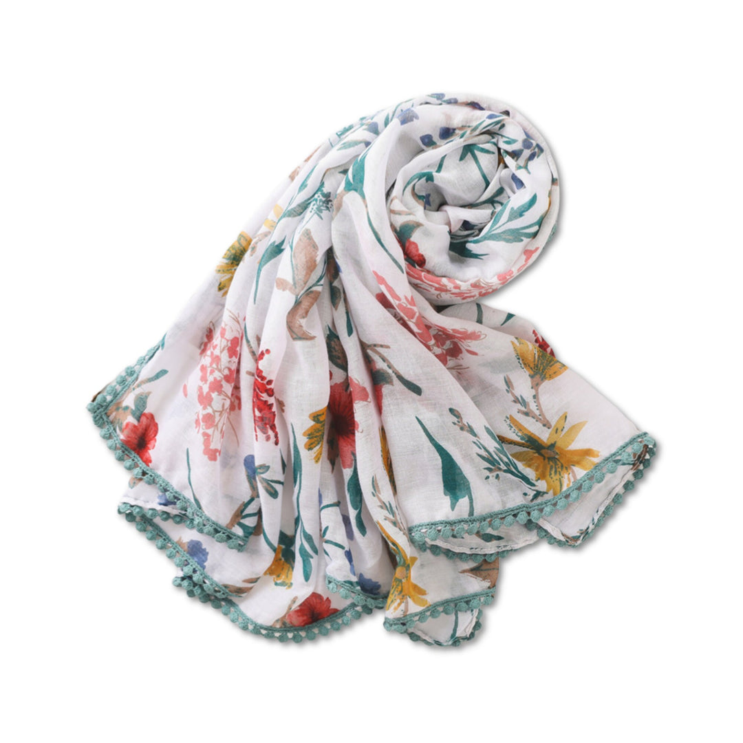 White Floral Scarf Cotton White Scarf Women Scarves Mothers Day Gift Bohemian Scarf Shawl Women's Scarf Personalized Scarf