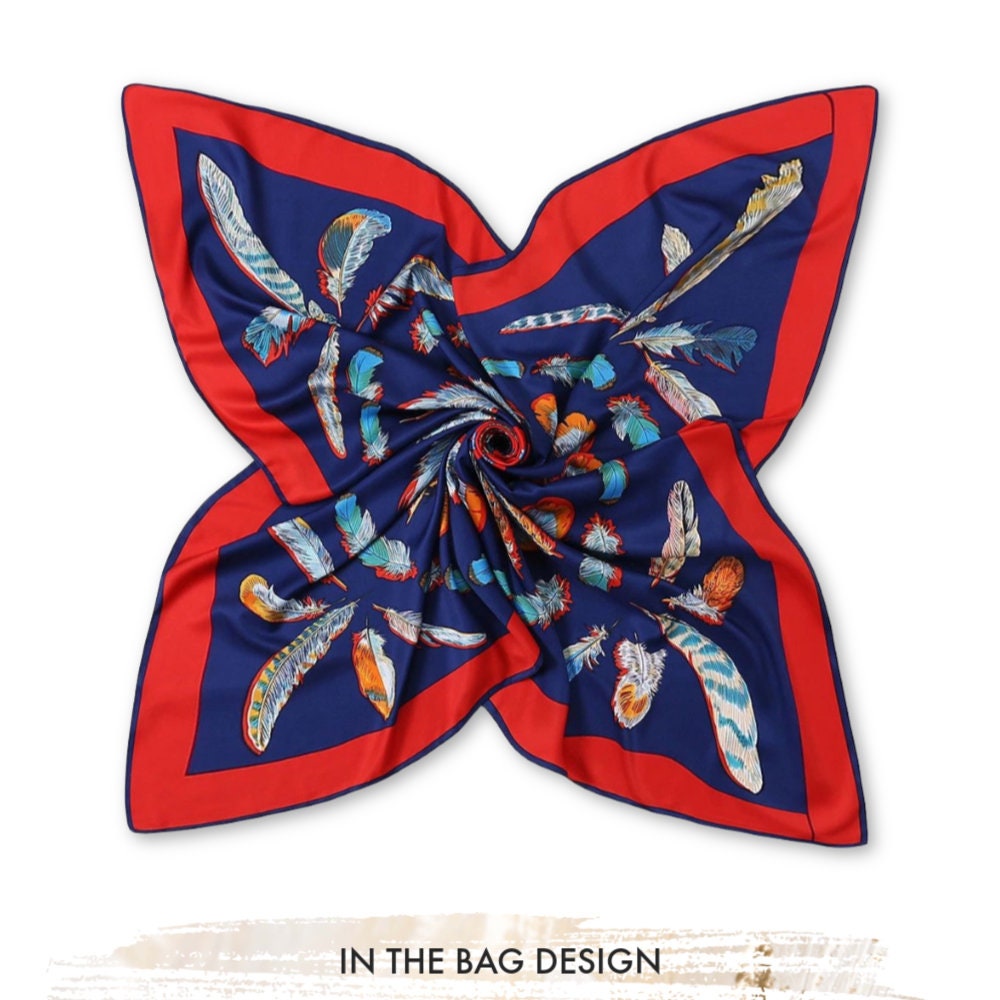 Navy Large Silk Scarf Silky Hair Scarf Bohemian Scarf Shawl Woman Silky Scarf Personalized Scarf For Her Mothers Day Gift for Women Gift