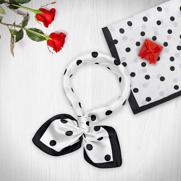 Polka Dot Square Scarves Silk Scarf Women Scarves Black and White Polka Dots Silk Scarf Silk Bandana Silk Hair Scarf Gift for Friend