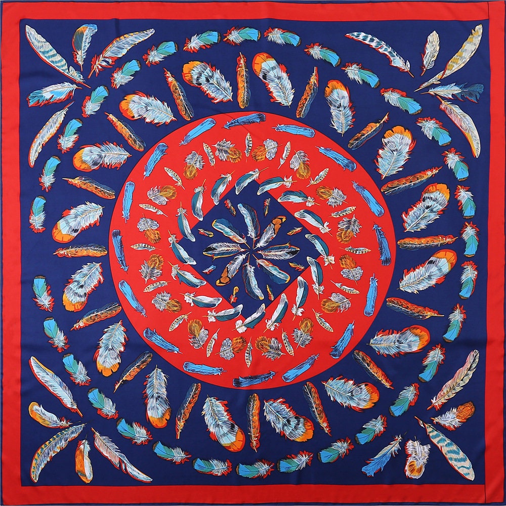 Navy Large Silk Scarf Silky Hair Scarf Bohemian Scarf Shawl Woman Silky Scarf Personalized Scarf For Her Mothers Day Gift for Women Gift