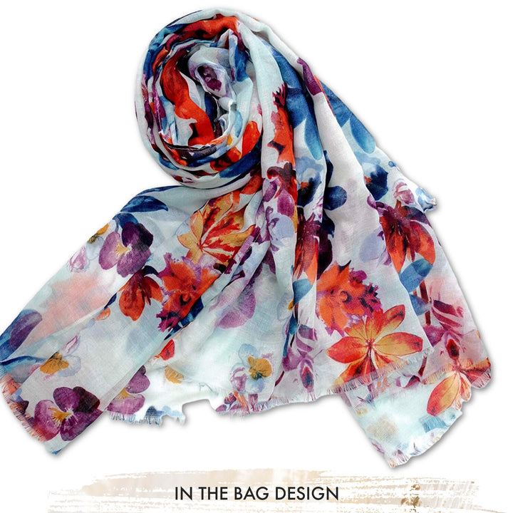 Colorful Flowers Print Scarf Spring Summer Scarf Women Infinity Scarves Personalized Gifts For Women Shawl Wrap Large Scarf Mothers Day Gift - In The Bag Design