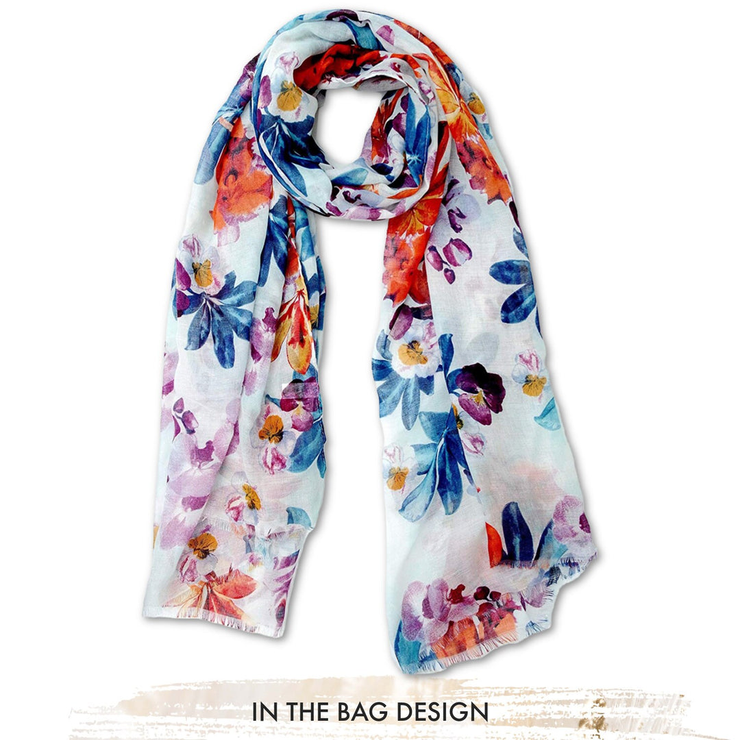 Colorful Flowers Print Scarf Spring Summer Scarf Women Infinity Scarves Personalized Gifts For Women Shawl Wrap Large Scarf Mothers Day Gift - In The Bag Design