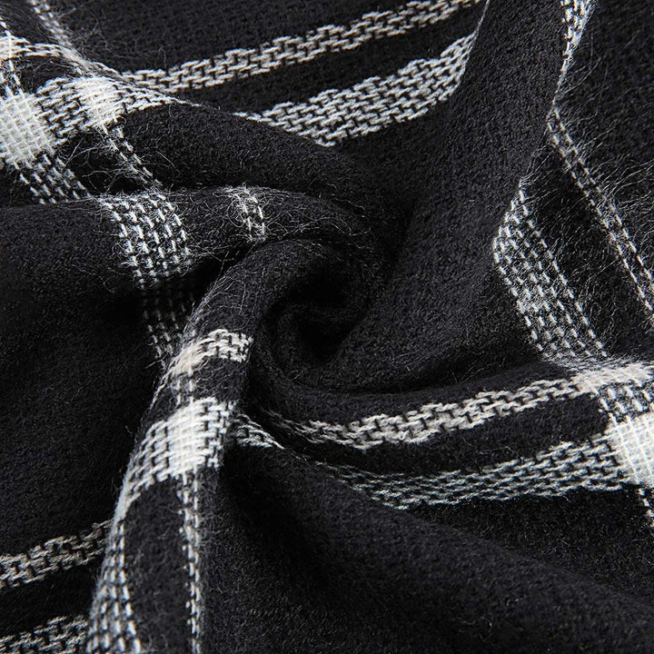 Black & White Blanket Scarf, Tartan Plaid Scarf, Personalized Gifts, Oversized Blanket Scarf, Monogrammed Blanket Shawl, Bridesmaid Favors