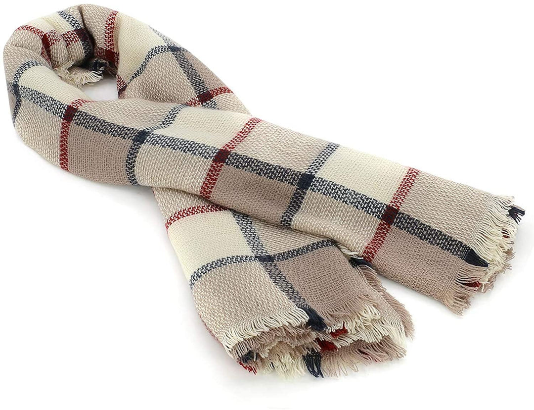 Ivory and Beige Gray Blanket Scarf, Personalized Scarf, Tartan Plaid Scarf, Plaid Shawl, Monogram Scarf, Oversized Scarf, Bridesmaids Gifts