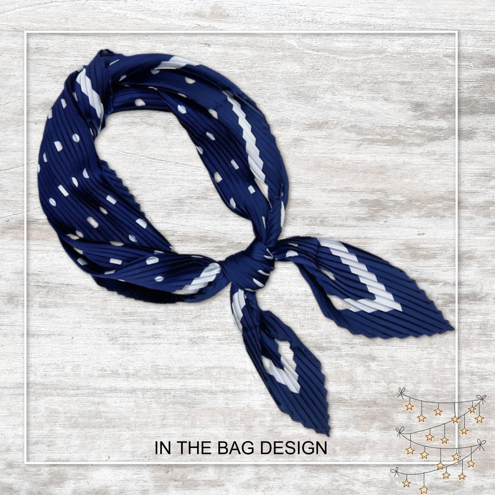 Pleated Bandana Silk Neck Scarf Women Scarves Handkerchief Scarf Pleated Silk Bandana Pleated Hair Scarf Polka Dot Silk Neckerchief - In The Bag Design