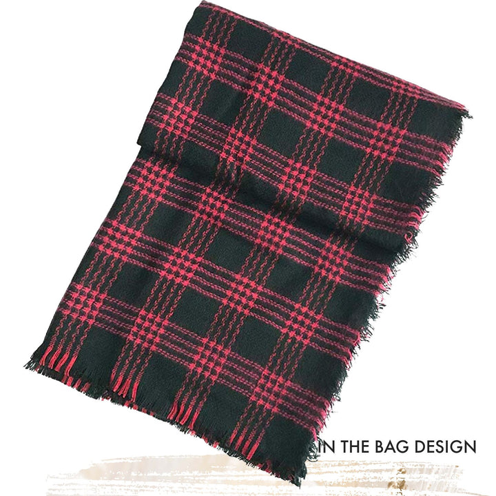 Black & Red Blanket Scarf Plaid Shawl Personalized Scarf Monogram Scarf Bridesmaid Favors Personalized Scarf Tartan Plaid Scarf