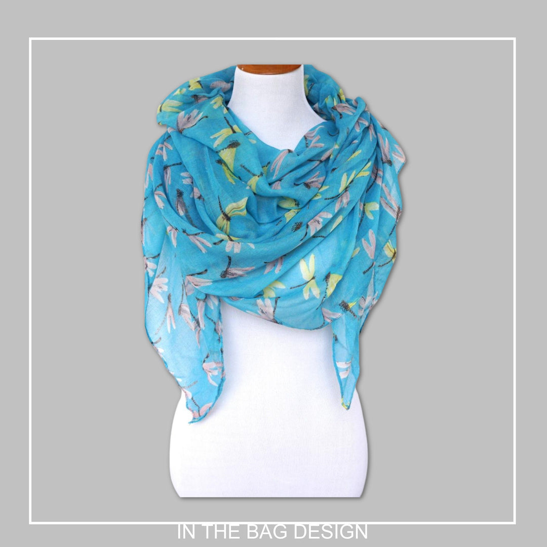 Light Blue Scarf Dragonfly Scarf Women Scarves Shawl Soft Viscose Scarf Personalized Gifts For Women Mothers Day Gift For Her Birthday Gift - In The Bag Design